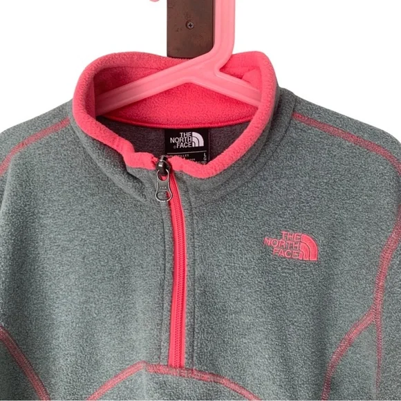 THE NORTH FACE Glacier 1/4 Zip Fleece Pullover Grey and Hot Pink Size Large - Picture 5 of 16